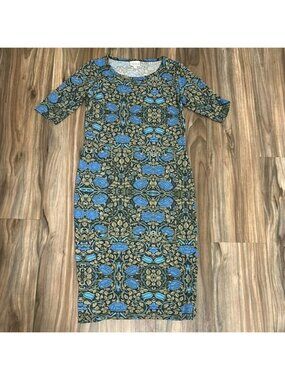 Lularoe Julia blue rose print dress size XS NWOT